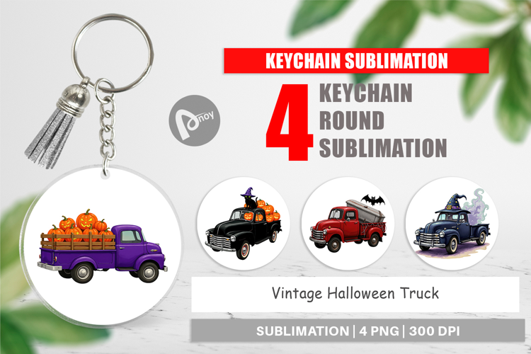 Keychain Vintage Halloween Truck