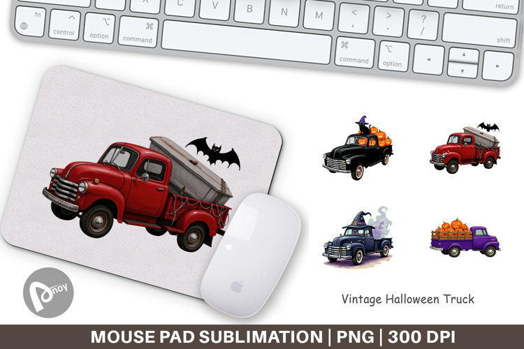 Mouse Pad Vintage Halloween Truck
