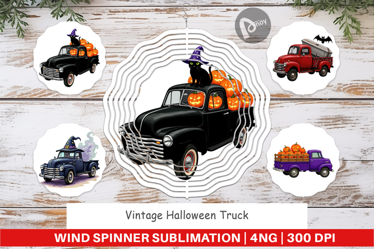 Wind Spinner Vintage Halloween Truck