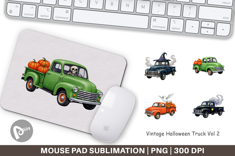 Mouse Pad Vintage Halloween Truck