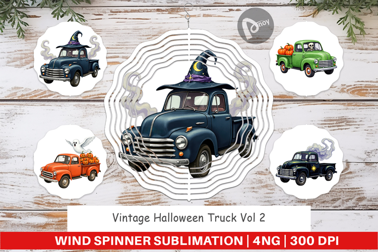 Wind Spinner Vintage Halloween Truck