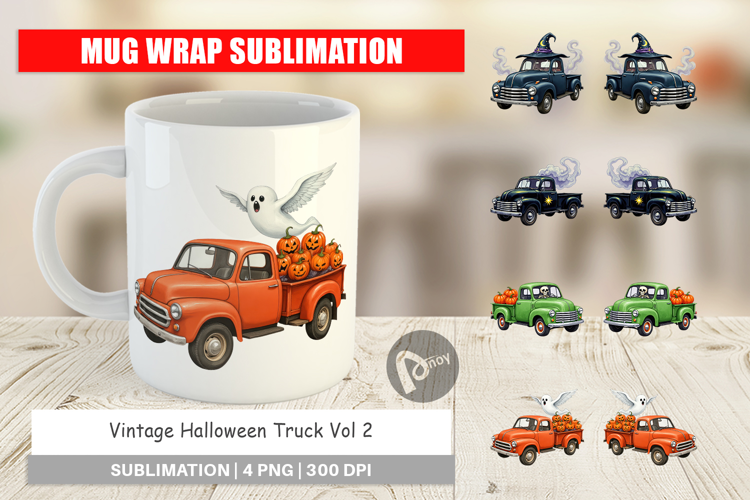 Mug Wrap Vintage Halloween Truck