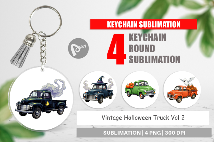 Keychain Vintage Halloween Truck