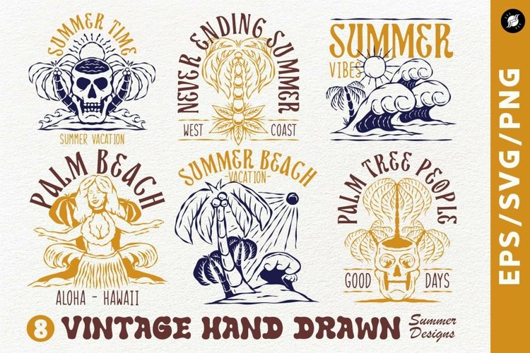 Vintage Hand Drawn Summer Designs Bundle