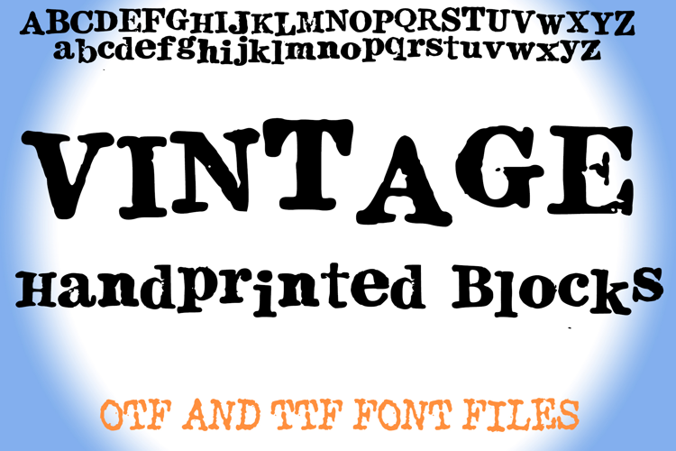 Vintage Handmade Print Blocks Lettering ABC Font Typography