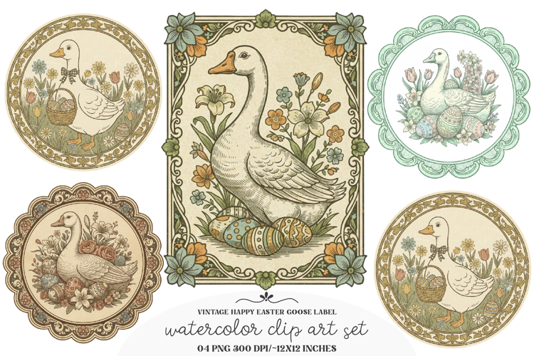 Vintage Happy Easter Goose Label