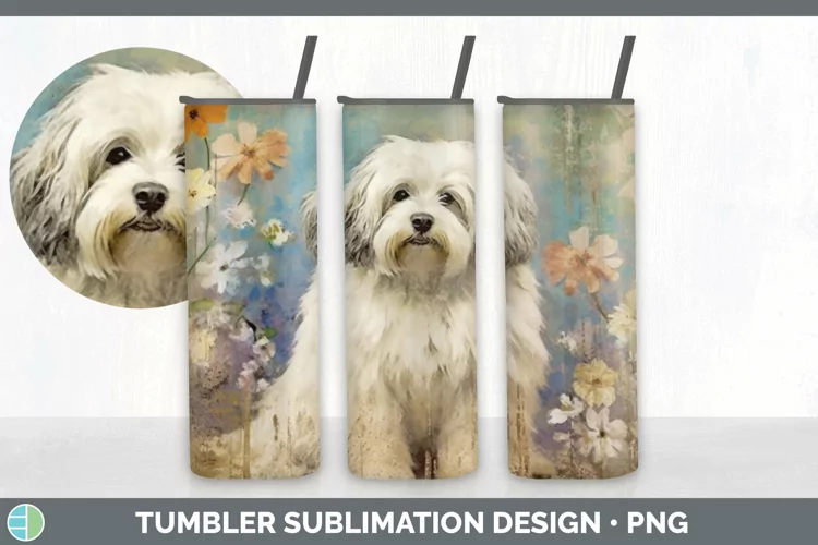 Vintage Havanese Dog Tumbler | Sublimation 20 oz Skinny Tumb