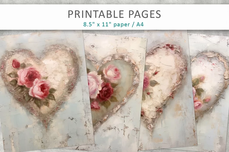 Vintage heart junk journal, shabby chic journal