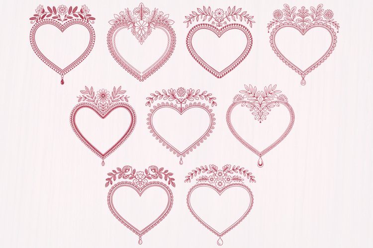 Floral Summer vintage heart SVG