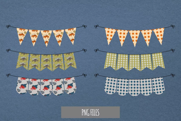 Vintage Hermit Crab Seamless Pattern Bunting Banner Sets