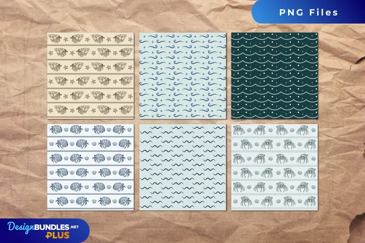 Vintage Hermit Crab Seamless Pattern Paper Pack