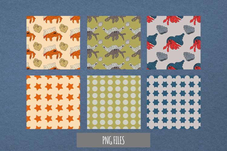 Vintage Hermit Crab Seamless Pattern Paper Packs example image 1