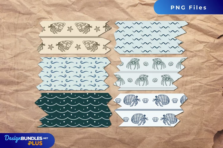 Vintage Hermit Crab Seamless Pattern Tape