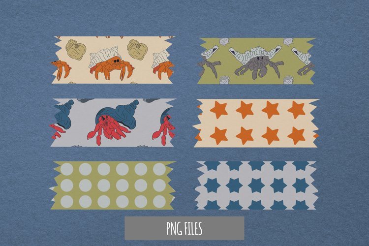 Vintage Hermit Crab Seamless Pattern Tape example image 1