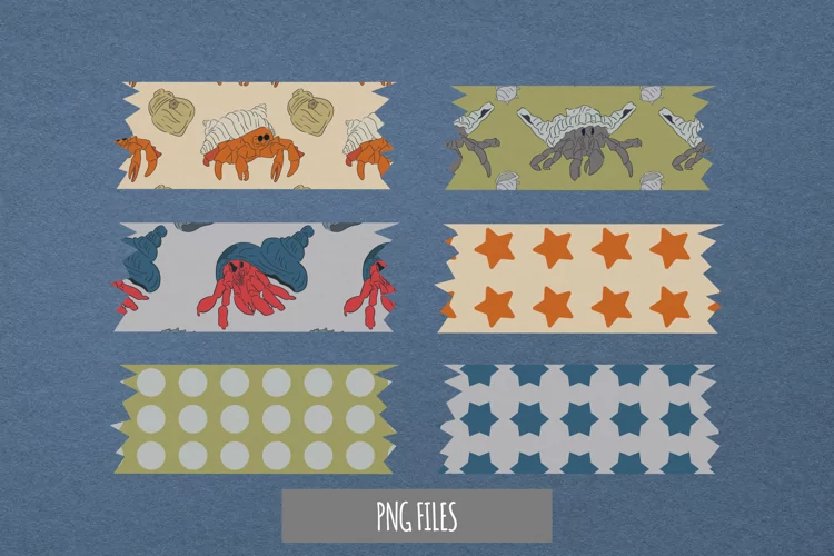 Vintage Hermit Crab Seamless Pattern Tape
