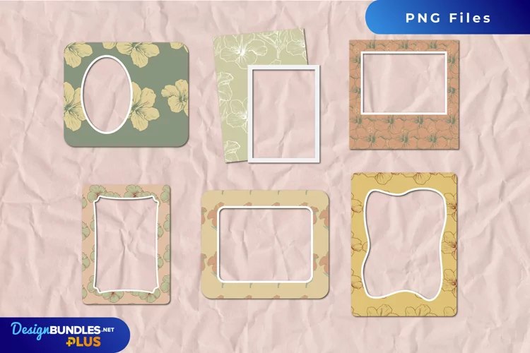 Vintage Hibiscus Flowers Pattern Frames
