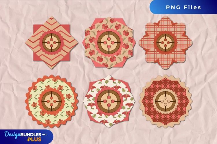 Vintage Hibiscus Flowers Pattern Buttons