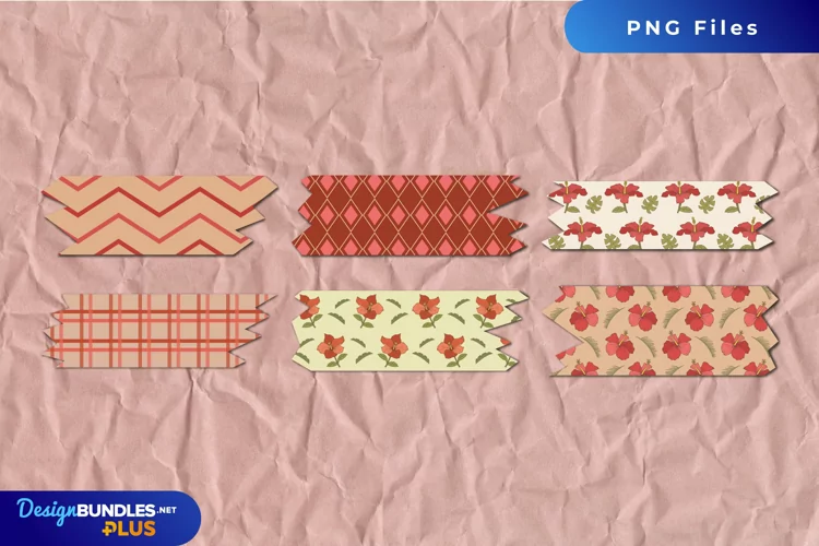 Vintage Hibiscus Flowers Patterned Tape