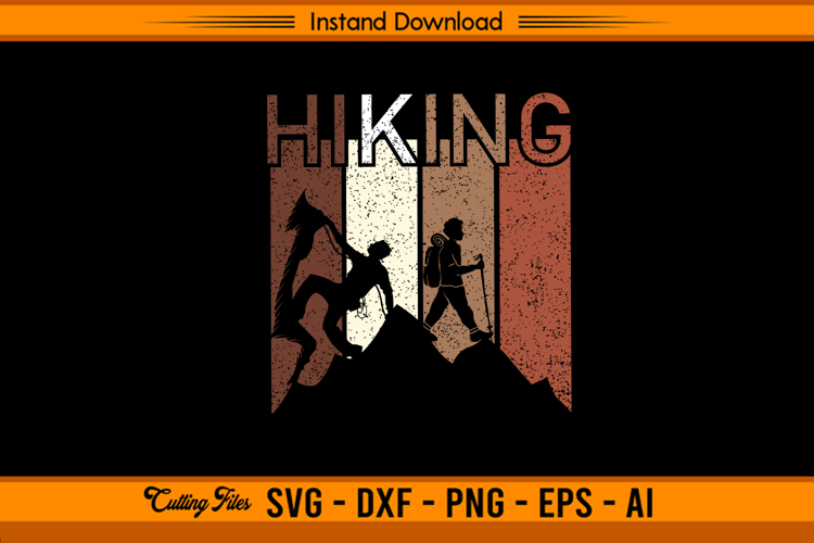 Vintage Hiking SVG Retro Mountain Adventure Design