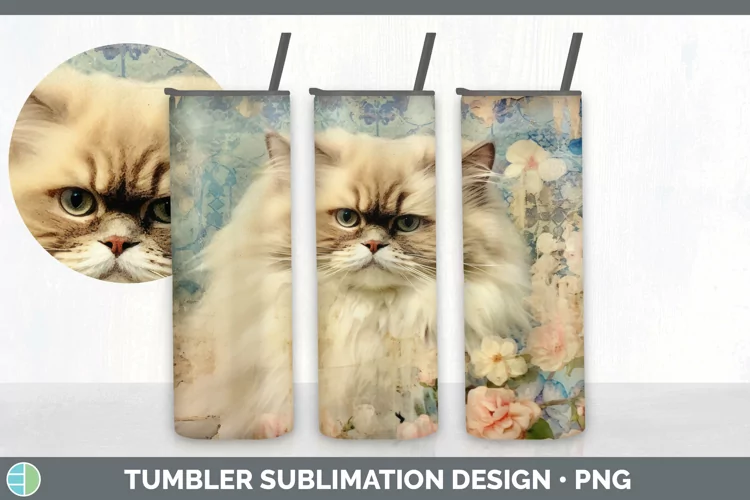 Vintage Himalayan Cat Tumbler | Sublimation 20 oz Skinny Tum
