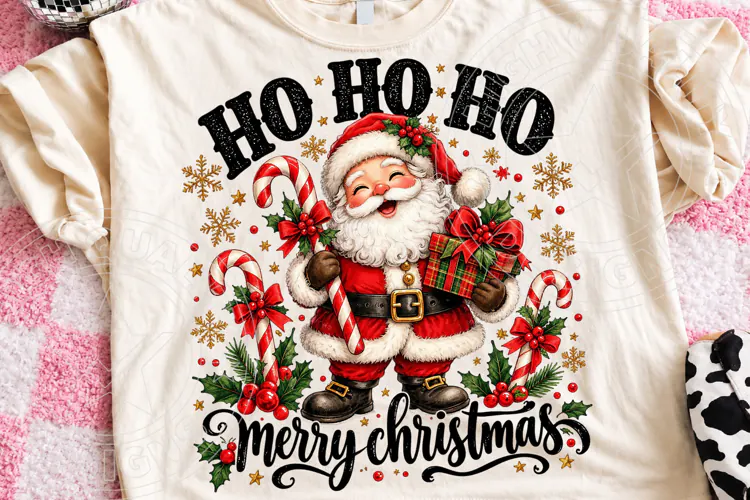 Vintage Ho Ho Ho Santa Retro Christmas PNG