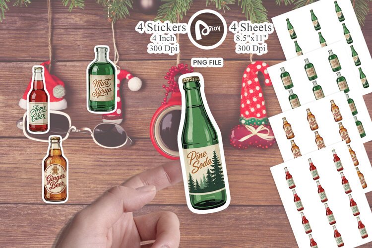 Holiday Soda Bottles Sticker example image 1