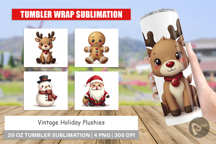 Vintage Holiday Plushies Tumbler