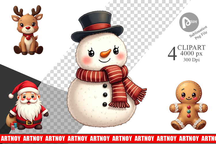 Vintage Holiday Plushies Clipart