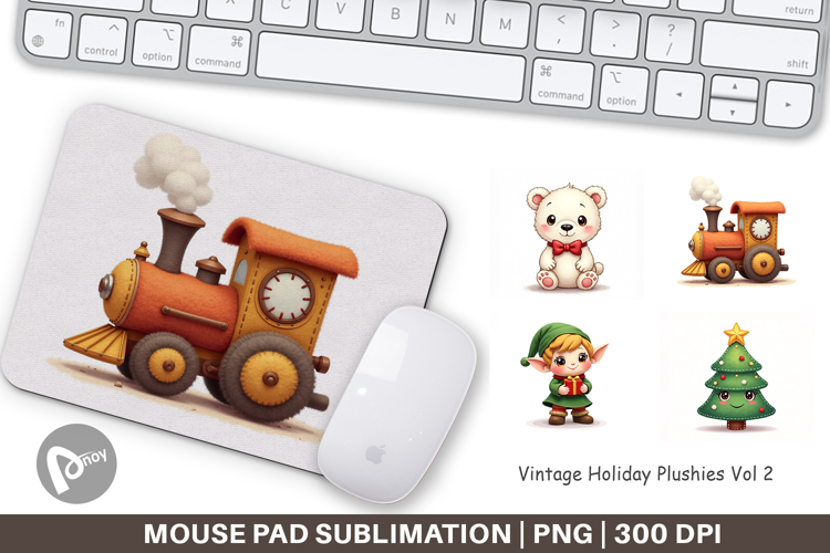 Vintage Holiday Plushies Mouse Pad