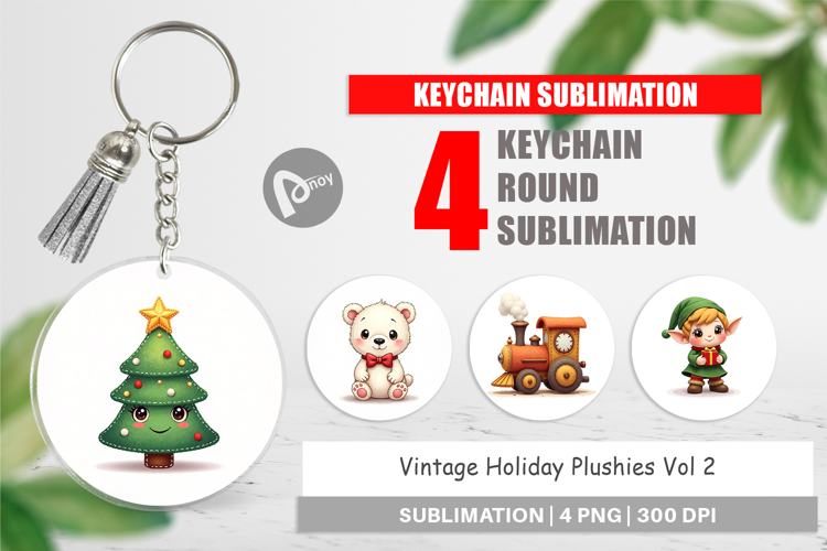 Vintage Holiday Plushies Keychain