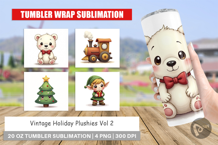 Vintage Holiday Plushies Tumbler
