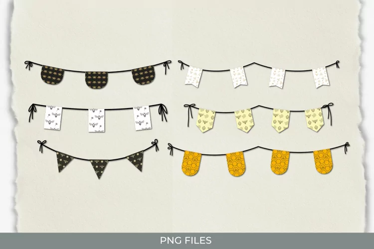 Vintage Honey Bee Seamless Pattern Bunting Banner Sets