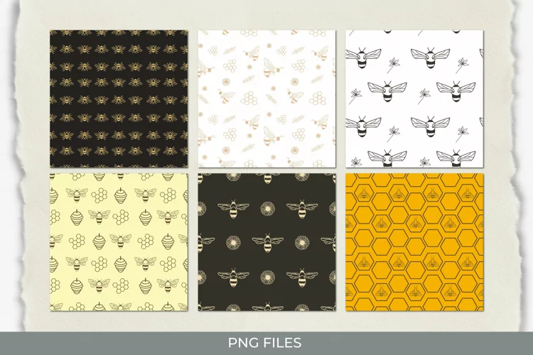 Vintage Honey Bee Seamless Pattern Paper Packs