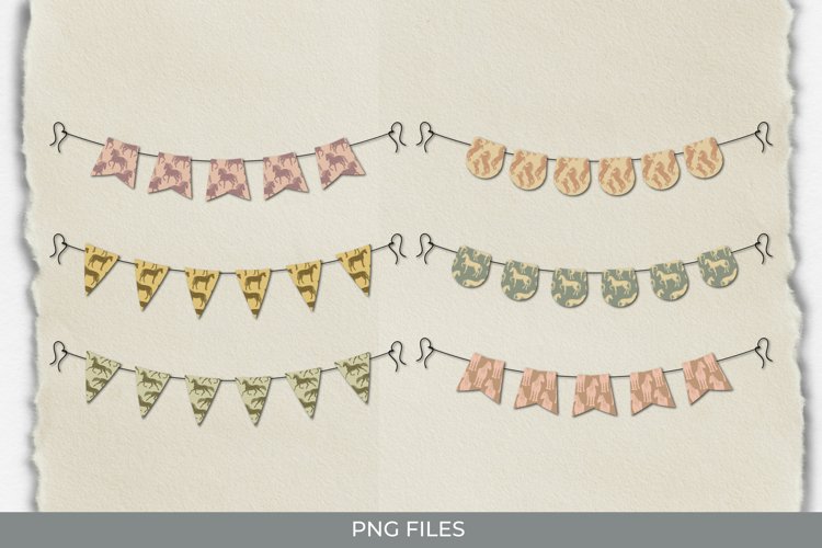 Vintage Horses Seamless Pattern Bunting Banner Sets example image 1