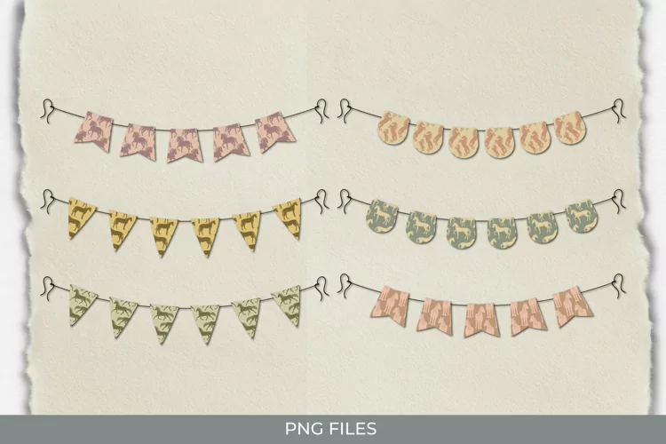 Vintage Horses Seamless Pattern Bunting Banner Sets