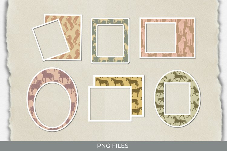 Vintage Horses Seamless Pattern Frames example image 1