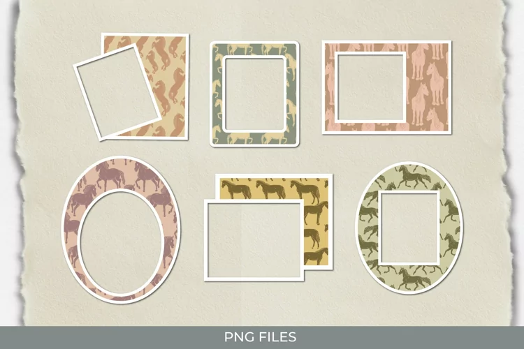Vintage Horses Seamless Pattern Frames