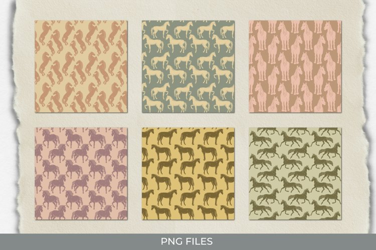 Vintage Horses Seamless Pattern Paper Packs example image 1