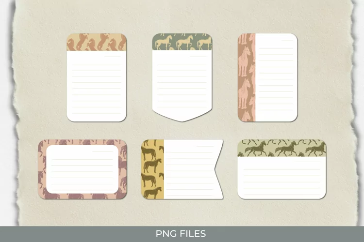 Vintage Horses Seamless Pattern Shaped Journaling Area