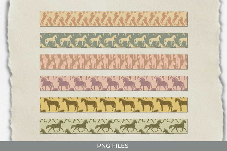 Vintage Horses Seamless Pattern Strips