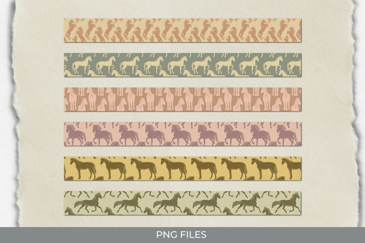 Vintage Horses Seamless Pattern Strips example image 1