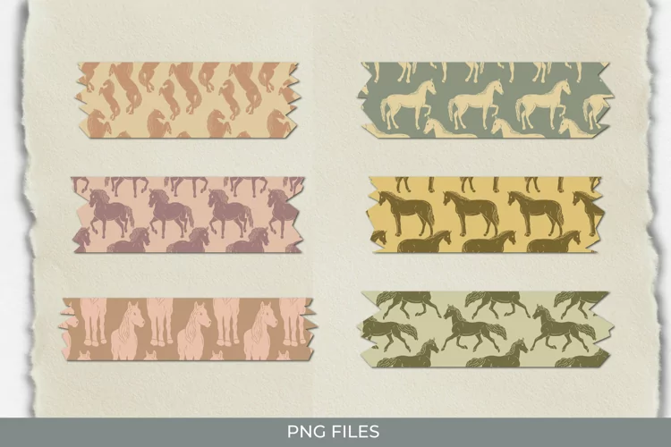 Vintage Horses Seamless Pattern Tape