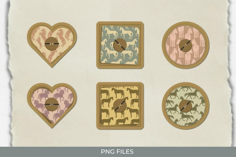 Vintage Horses Seamless Pattern with Buttons