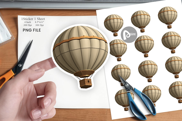 Vintage Hot Air Balloon Sticker