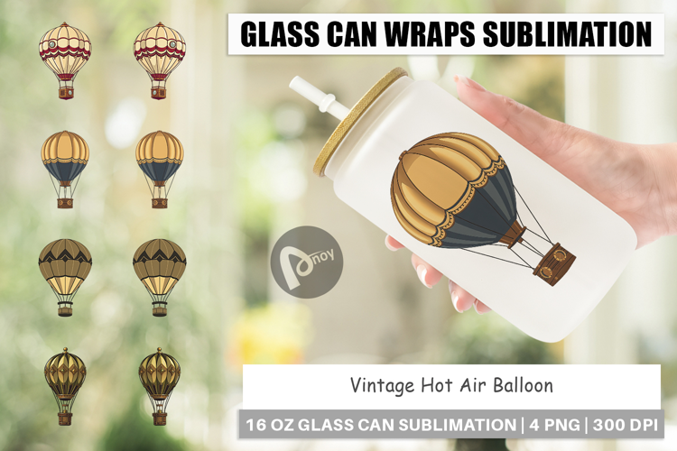 Glass Can Vintage Hot Air Balloon