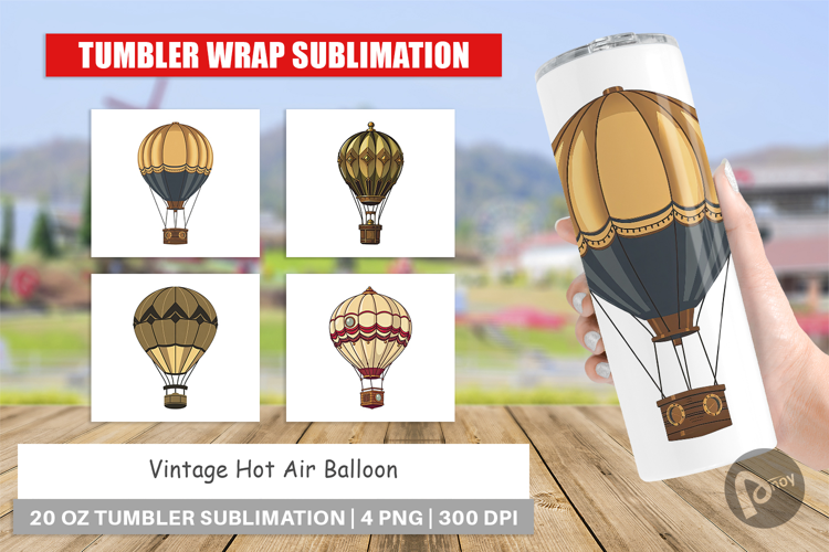 Tumbler Vintage Hot Air Balloon