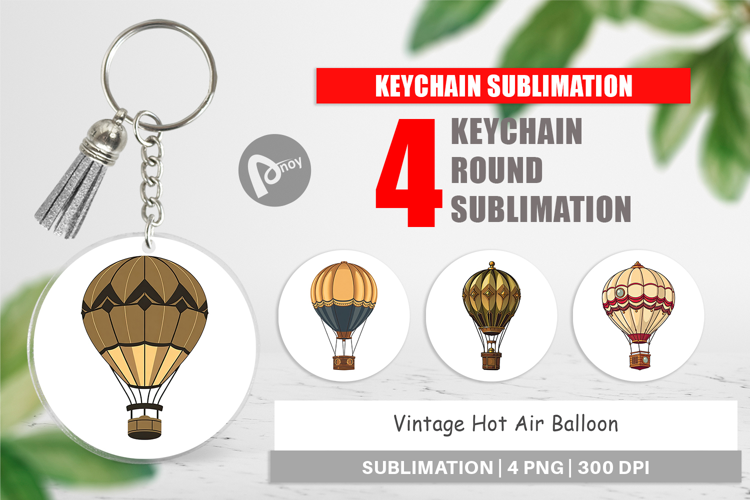 Keychain Vintage Hot Air Balloon
