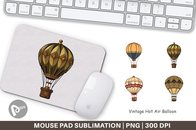 Mouse Pad Vintage Hot Air Balloon