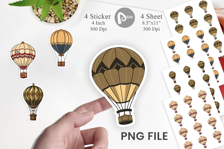 Vintage Hot Air Balloon Sticker