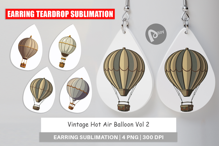 Earring Vintage Hot Air Balloon